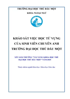 Xét giải thưởng tài năng khoa học trẻđại học thủ dầu một năm 2015