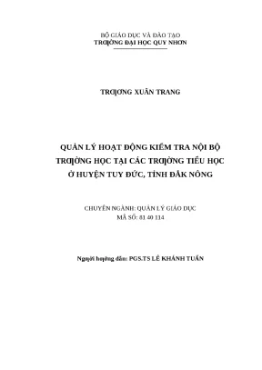 0455 quản lý hoạt động kiểm tra nội bộ trường học tại các trường tiểu học ở huyện tuy đức tỉnh đắk nông luận văn tốt nghiệp