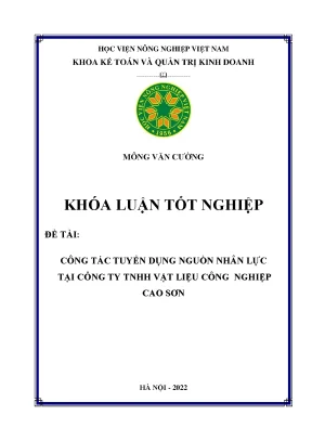 Công tác tuyển dụng nguồn nhân lực tại công ty tnhh vật liệu công nghiệp cao sơn