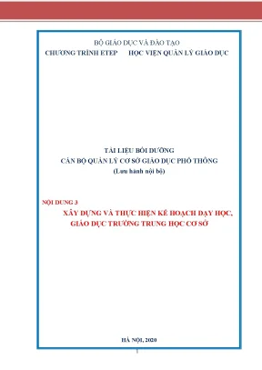 Tài liệu bồi dưỡng cán bộ quản lý cơ sở giáo dục phổ thông nội dung 3 xây dựng và thực hiện kế hoạch dạy học giáo dục trường trung học cơ sở