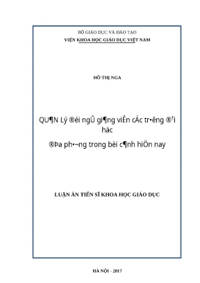 Luận án quản lí đội ngũ giảng viên các trường đại học địa phương trong bối cảnh hiện nay