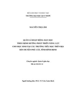 0471 quản lý hoạt động dạy học theo định hướng phát triển năng lực cho học sinh tại các trường tiểu học trên địa bàn huyện phù cát tỉnh bình định luận văn