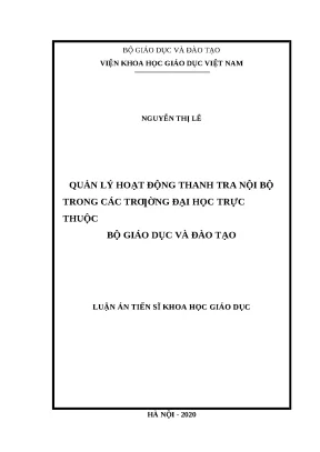 Luận ánquản lý hoạt động thanh tra nội bộ trong các trường đại học trực thuộc bộ giáo dục và đào tạo