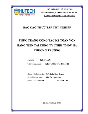 Thực trạng công tác kế toán vốn bằng tiền tại công ty tnhh tmdv hà thương trường