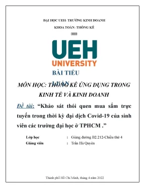 Khảo sát thói quen mua sắm trực tuyến trong thời kỳ đại dịch covid 19 của sinhviên các trường đại học ở tphcm