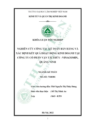 Nghiên cứu công tác kế toán bán hàng và xác định kết quả hoạt động kinh doanh tại công ty cổ phần vận tải thủy vinacomin quảng ninh