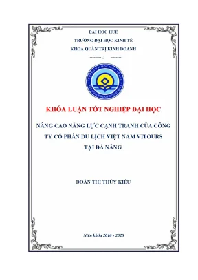 Khóa luận tốt nghiệp nâng cao năng lực cạnh tranh của công ty cổ phần du lịch việt nam vitours tại đà nẵng