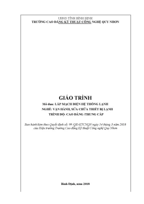 Giáo trình mô đun lắp mạch điện hệ thống lạnh nghề vận hành sửa chữa thiết bị lạnh