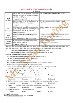1 chuyên đề từ cùng trường nghĩa