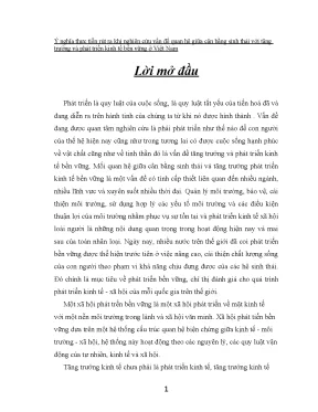 Khóa luận tốt nghiệp môi trường vấn đề quan hệ giữa cân bằng sinh thái với tăng trưởng và phát triển kinh tế bền vững ở việt nam