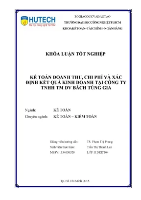 Khóa luận tốt nghiệp kế toán doanh thu chi phí và xác định kết quả kinh doanh tại công ty tnhh tm dv bách tùng gia