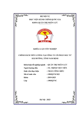 Chính sách tiền lương tại công ty cổ phần đầu tư hải đường tỉnh nam định