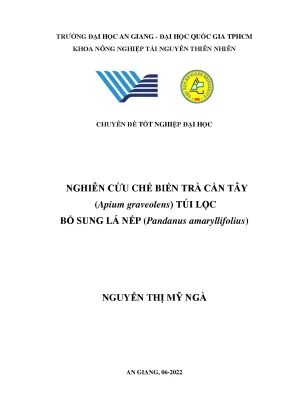 Nghiên cứu chế biến trà cần tây apium graveolens túi lọc bổ sung lá nếp pandanus amaryllifolius