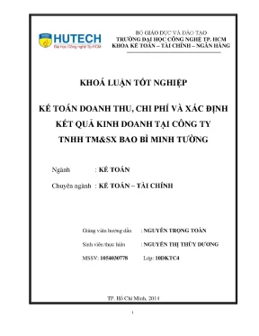 Khóa luận tốt nghiệp kế toán doanh thu chi phí và xác định kết quả kinh doanh tại công ty tnhh tmsx minh tường