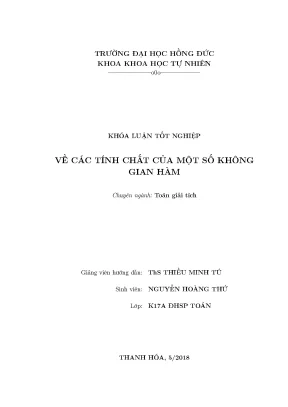 Khóa luận về các tính chất của một số không gian hàm