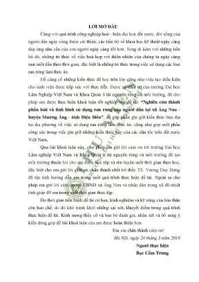 Nghiên cứu thành phần loài và tình hình sử dụng rau rừng của người dân tại xã ảng nưa huyện mường ảng tỉnh điện biên