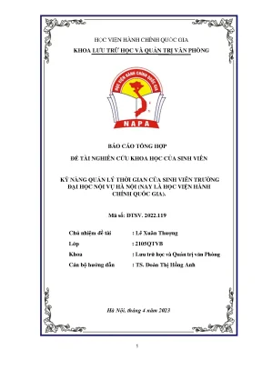 Kỹ năng quản lý thời gian của sinh viên trường đại học nội hà nội nay là học viện hành chính quốc gia
