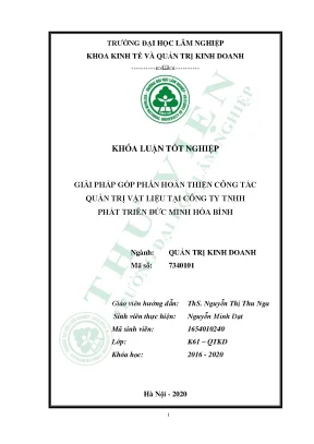 Giải pháp góp phần hoàn thiện công tác quản trị vật liệu tại công ty tnhh phát triển đức minh hòa bình