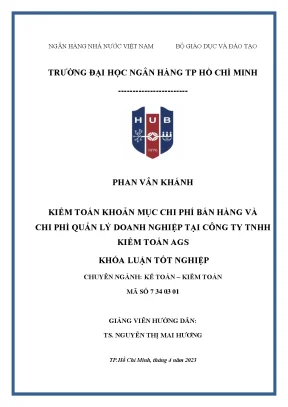 Kiểm toán khoản mục chi phí bán hàng và chi phí quản lý doanh nghiệp tại công ty tnhh kiểm toán ags