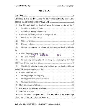 Hoàn thiện kế toán nguyên vật liệu tại công ty cổ phần xuân trường 3