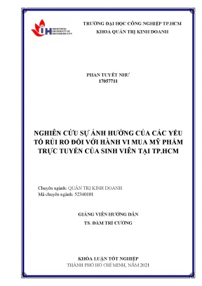Nghiên cứu sự ảnh hưởng của các yếu tố rủi ro đối với hành vi mua mỹ phẩm trực tuyến của sinh viên tại thành phố hồ chí minh