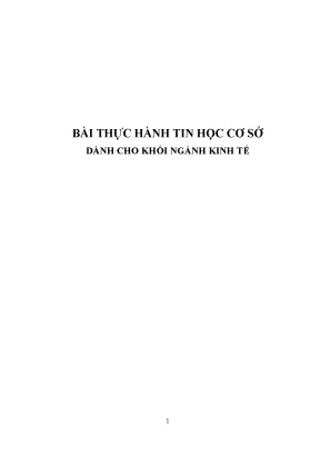 Bài thực hành tin học cơ sở dành cho khối ngành kinh tế