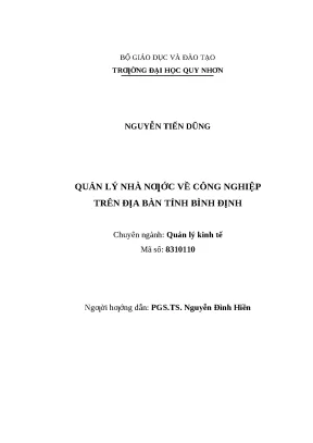 0402 quản lý nhà nước về công nghiệp trên địa bàn tỉnh bình định luận văn tốt nghiệp