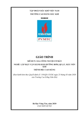 Giáo trình gia công nguội cơ bản nghề lắp đặtvận hànhbảo dưỡng bơm quạt máy nén khí trình độ cao đẳng