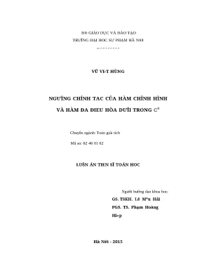 0686 ngưỡng chính tắc của hàm chỉnh hình và hàm đa điều hòa dưới trong cn luận văn tốt nghiệp