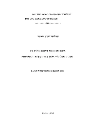 Luận văn thạc sĩ về tính chất nghiệm của phương trình tiến hóa và ứng dụng lvts vnu