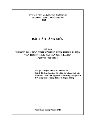 Hướng dẫn học sinh sử dụng kiến thức lí luận văn học trong bài văn nghị luận