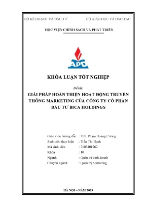 Khoá luận tốt nghiệp chuyên ngành quản trị marketing giải pháp hoàn thiện hoạt động truyền thông marketing của công ty cổ phần đầu tư bica holdings