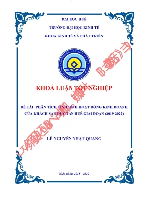 Phân tích hoạt động kinh doanh của khách sạn duy tân huế giai đoạn 2019 2022