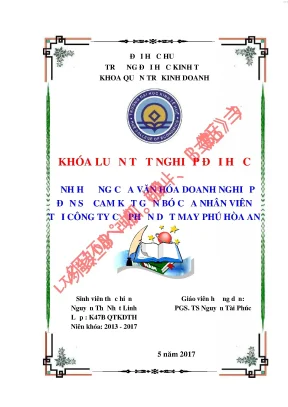 Ảnh hưởng của văn hóa doanh nghiệp đến sự cam kết gắn bó của nhân viên tại công ty cổ phần dệt may phú hòa an