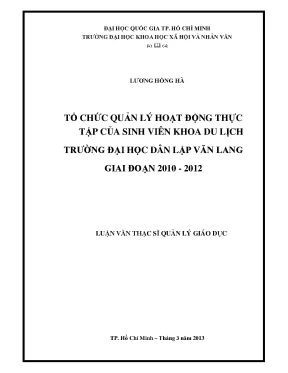 Tổ chức quản lý hoạt động thực tập của sinh viên khoa du lịch trường đại học dân lập văn lang