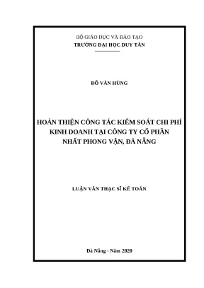 Luận văn thạc sĩ hoàn thiện công tác kiểm soát chi phí kinh doanh tại công ty cổ phần