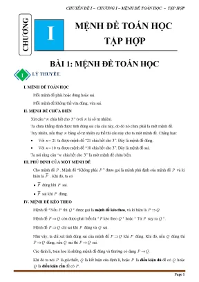 Chuyên đề toán mệnh đề tập hợp cánh diều