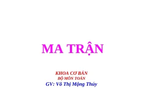Toán cao cấp ma trận