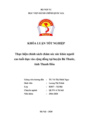 Thực hiện chính sách chăm sóc sức khỏe người cao tuổi dựa vào cộng đồng tại huyện bá thước tỉnh thanh hóa