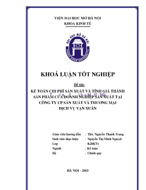 Kế toán chi phí sản xuất và tính giá thành sản phẩm của doanh nghiệp sản xuất tại công ty cp sản xuất và thương mại dịch vụ vạn xuân
