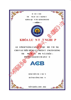 Giải pháp nâng cao hiệu quả hoạt động cho vay tiêu dùng cá nhân tại ngân hàng thương mại cổ phần á châu phòng giao dịch an cựu