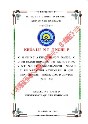 Cảm nhận của khách hàng về năng lực cạnh tranh trong hoạt động huy động vốn tiền gửi của ngân hàng tmcp phát triển tp hcm hdbank pgd vinh