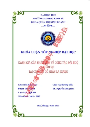 Đánh giá của nhân viên về công tác đãi ngộ nhân sự tại công ty cp la giang