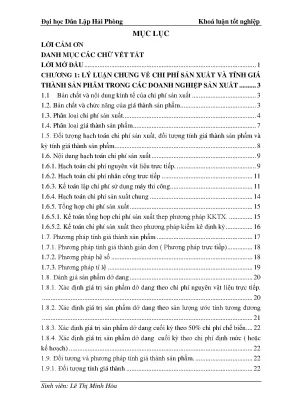 Khóa luận tốt nghiệp hoàn thiện tổ chức kế toán chi phí sản xuất và tính giá thành sản phẩm tại công ty cổ phần xây lắp sao việt