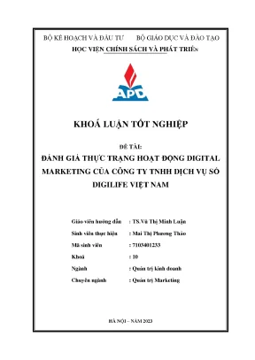 Chuyên ngành quản trị marketing đánh giá thực trạng hoạt động digital marketing của công ty tnhh dịch vụ số digilife việt nam