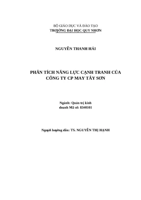 0644 phân tích năng lực cạnh tranh của công ty cổ phần may tây sơn luận văn tốt nghiệp