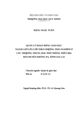 0464 quản lý hoạt động giáo dục ngoài giờ lên lớp theo hướng trải nghiệm ở các trường trung học phổ thông trên địa bàn huyện krông pa tỉnh gia lai luận văn