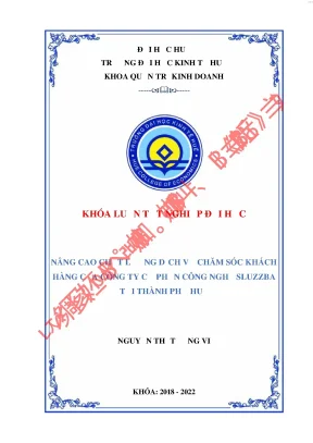 Nâng cao chất lượng dịch vụ chăm sóc khách hàng của công ty cổ phần công nghệ sluzzba tại thành phố huế