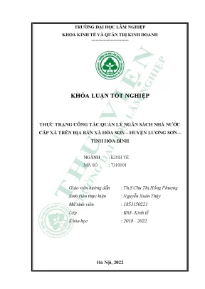 Thực trạng công tác quản lý ngân sách nhà nước cấp xã trên địa bàn xã hòa sơn huyện lương sơn tỉnh hòa bình