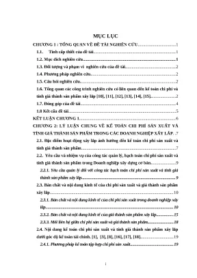 Luận văn thạc sĩ thực trạng kế toán chi phí sản xuất và tính giá thành sản phẩm xây lắp tại công ty cổ phần xây dựng số 2